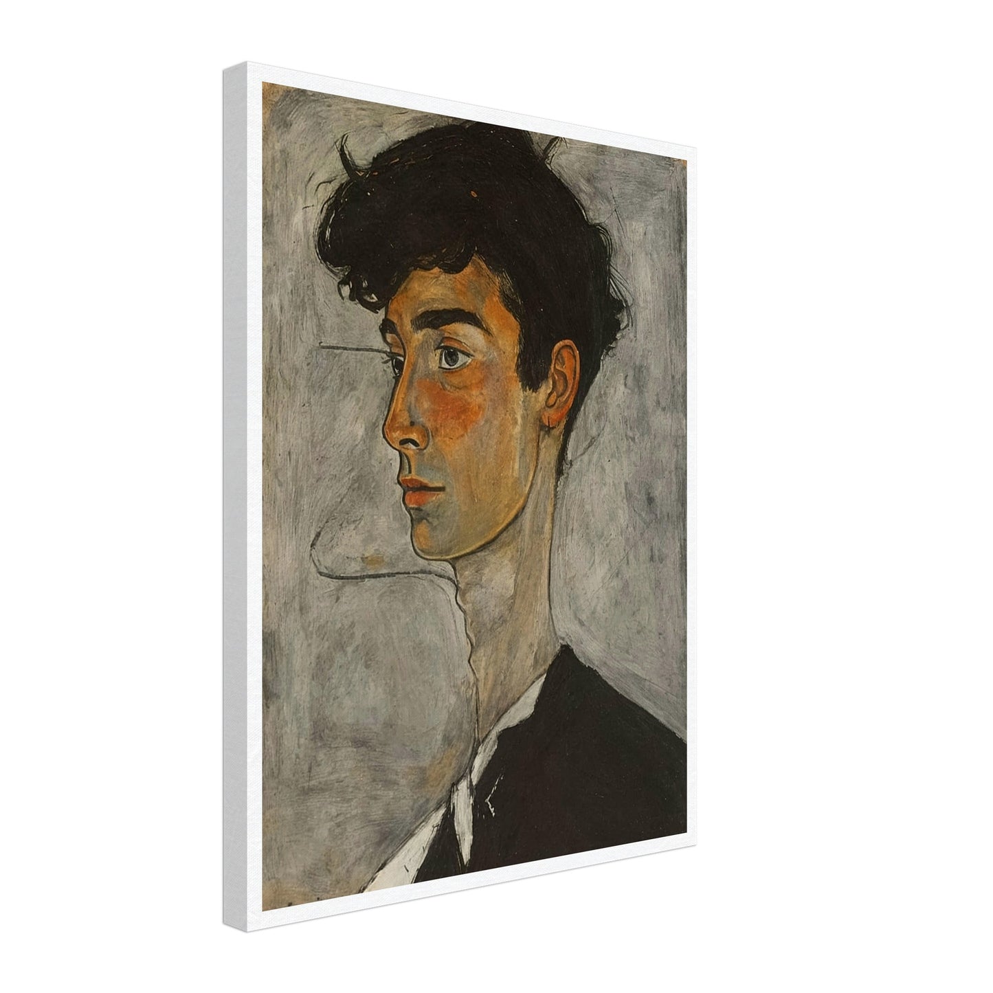 Expressive painting of a young man with a thoughtful expression, featuring warm tones and detailed facial features.