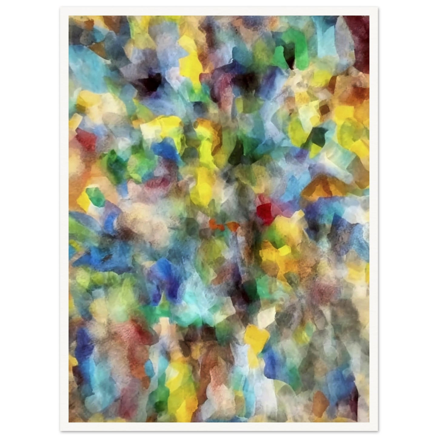 An explosion of vivid colors in various shapes and shades, blending into a mesmerizing and abstract display of energy and vibrancy.