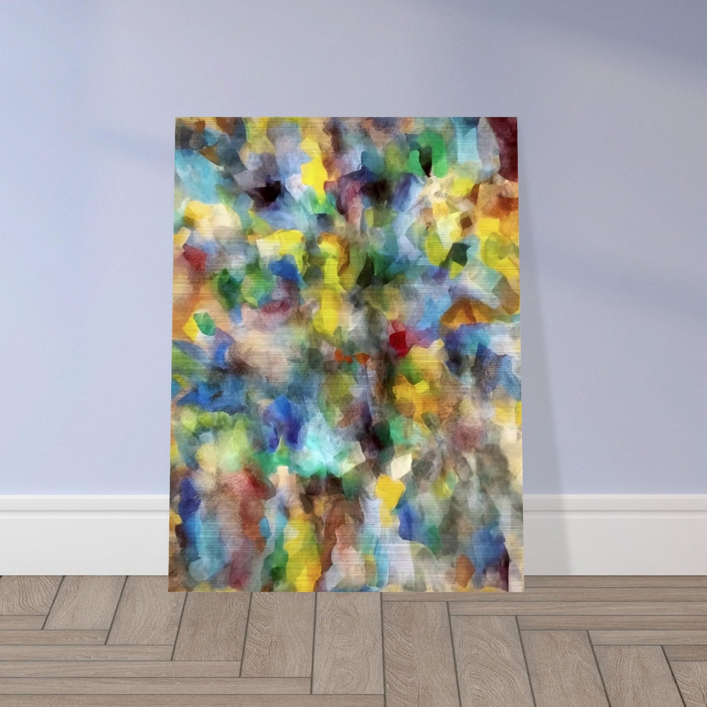 An explosion of vivid colors in various shapes and shades, blending into a mesmerizing and abstract display of energy and vibrancy.