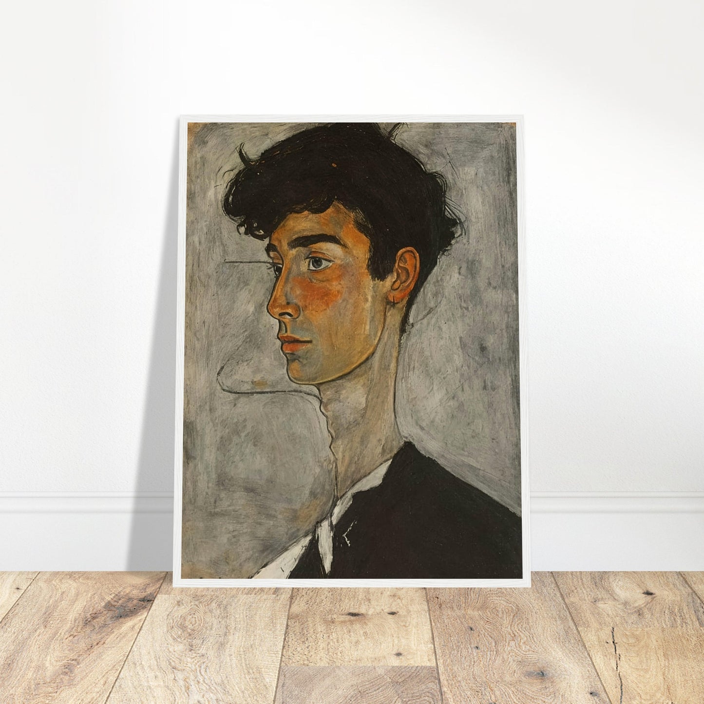 Expressive painting of a young man with a thoughtful expression, featuring warm tones and detailed facial features.