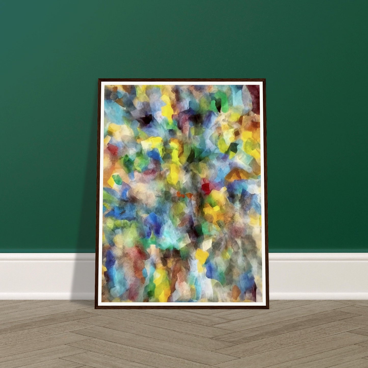 An explosion of vivid colors in various shapes and shades, blending into a mesmerizing and abstract display of energy and vibrancy.