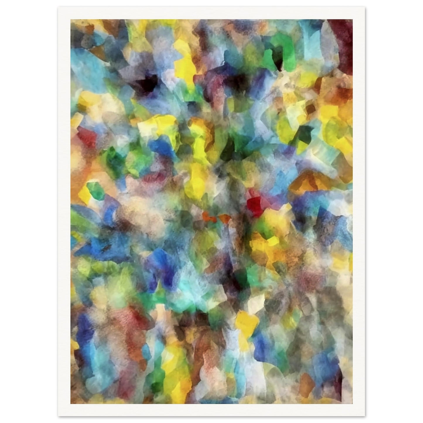 An explosion of vivid colors in various shapes and shades, blending into a mesmerizing and abstract display of energy and vibrancy.