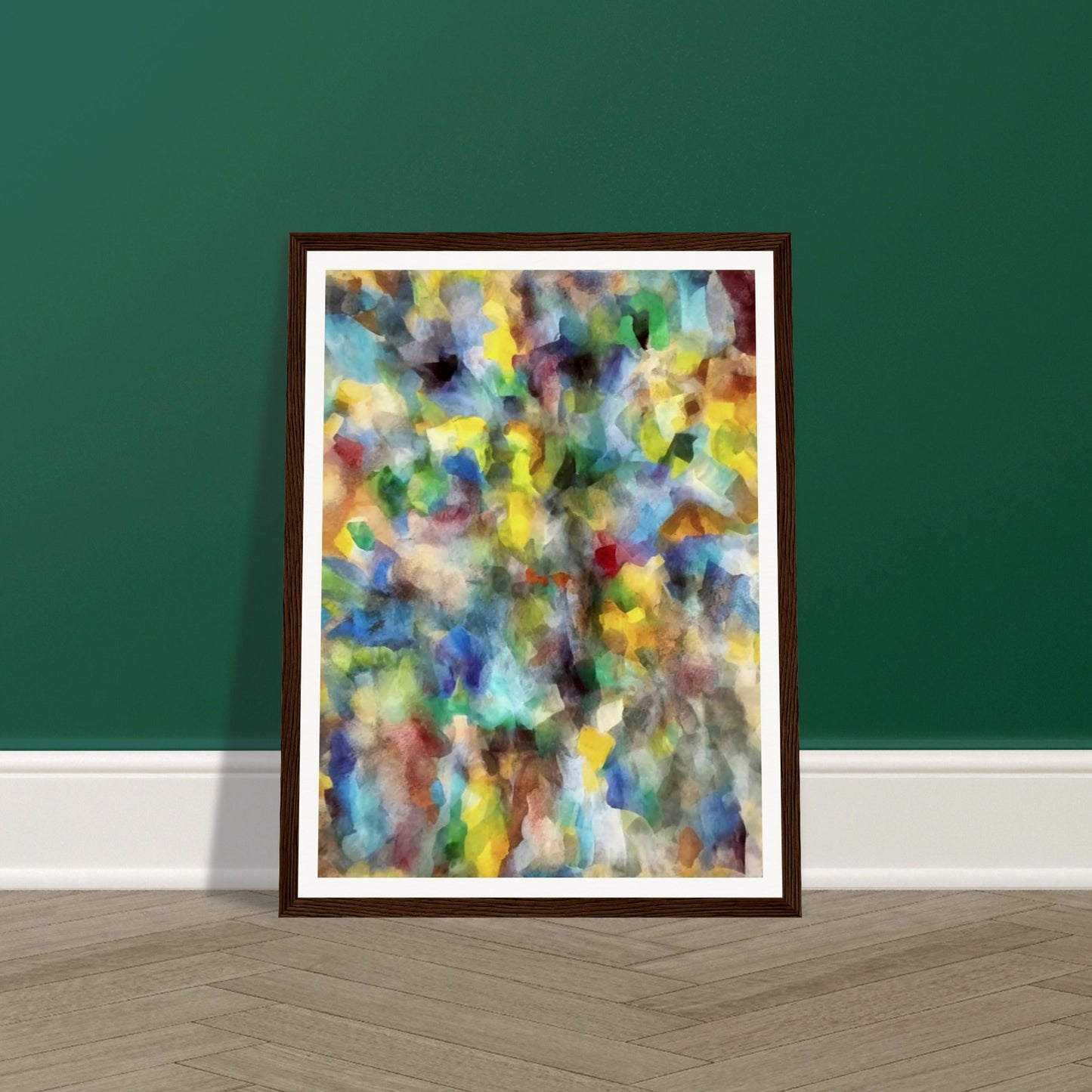 An explosion of vivid colors in various shapes and shades, blending into a mesmerizing and abstract display of energy and vibrancy.