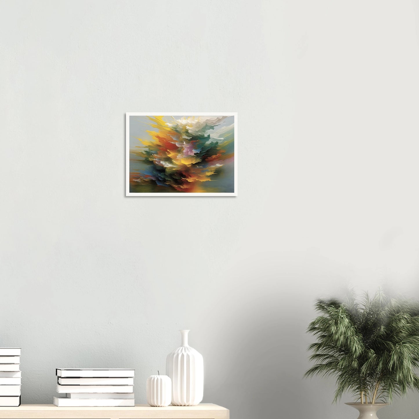 A swirling, radiant burst of multicolored abstract textures, resembling a cosmic explosion or floral cloud in motion.