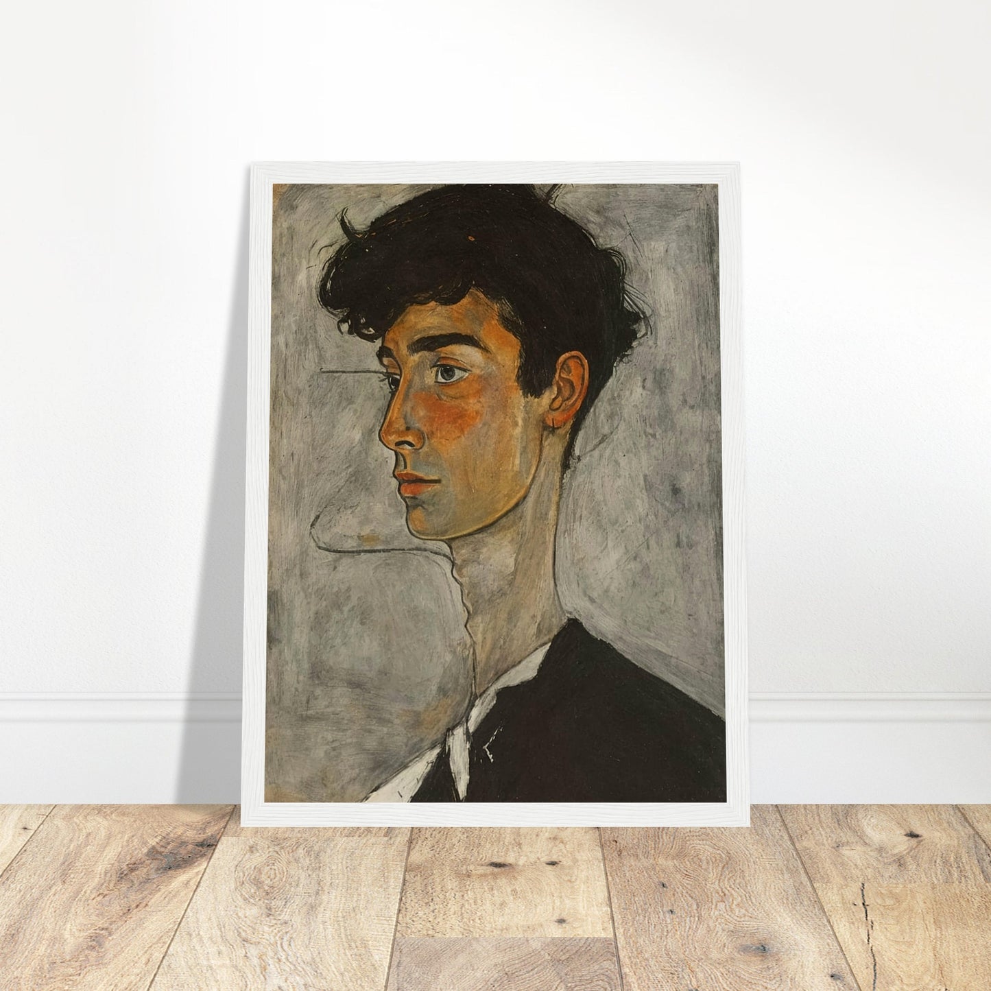 Expressive painting of a young man with a thoughtful expression, featuring warm tones and detailed facial features.