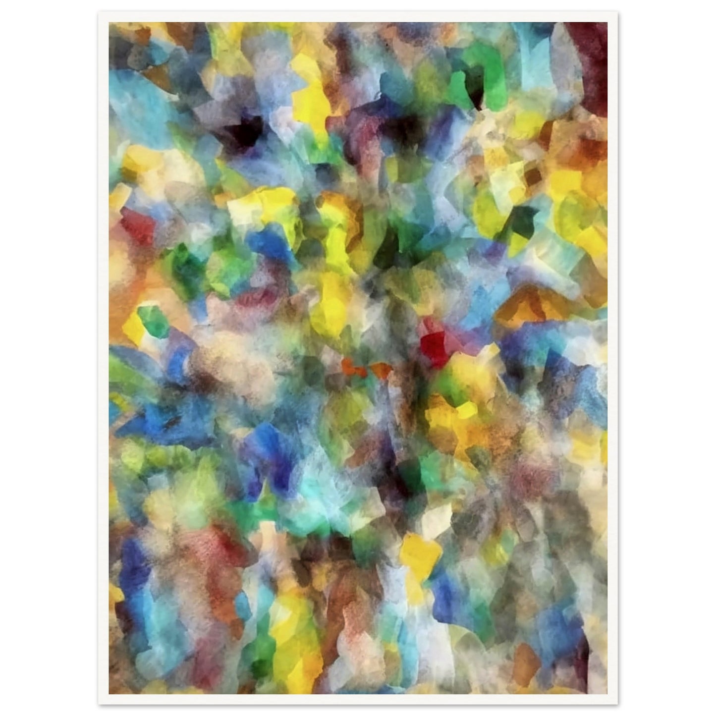 An explosion of vivid colors in various shapes and shades, blending into a mesmerizing and abstract display of energy and vibrancy.