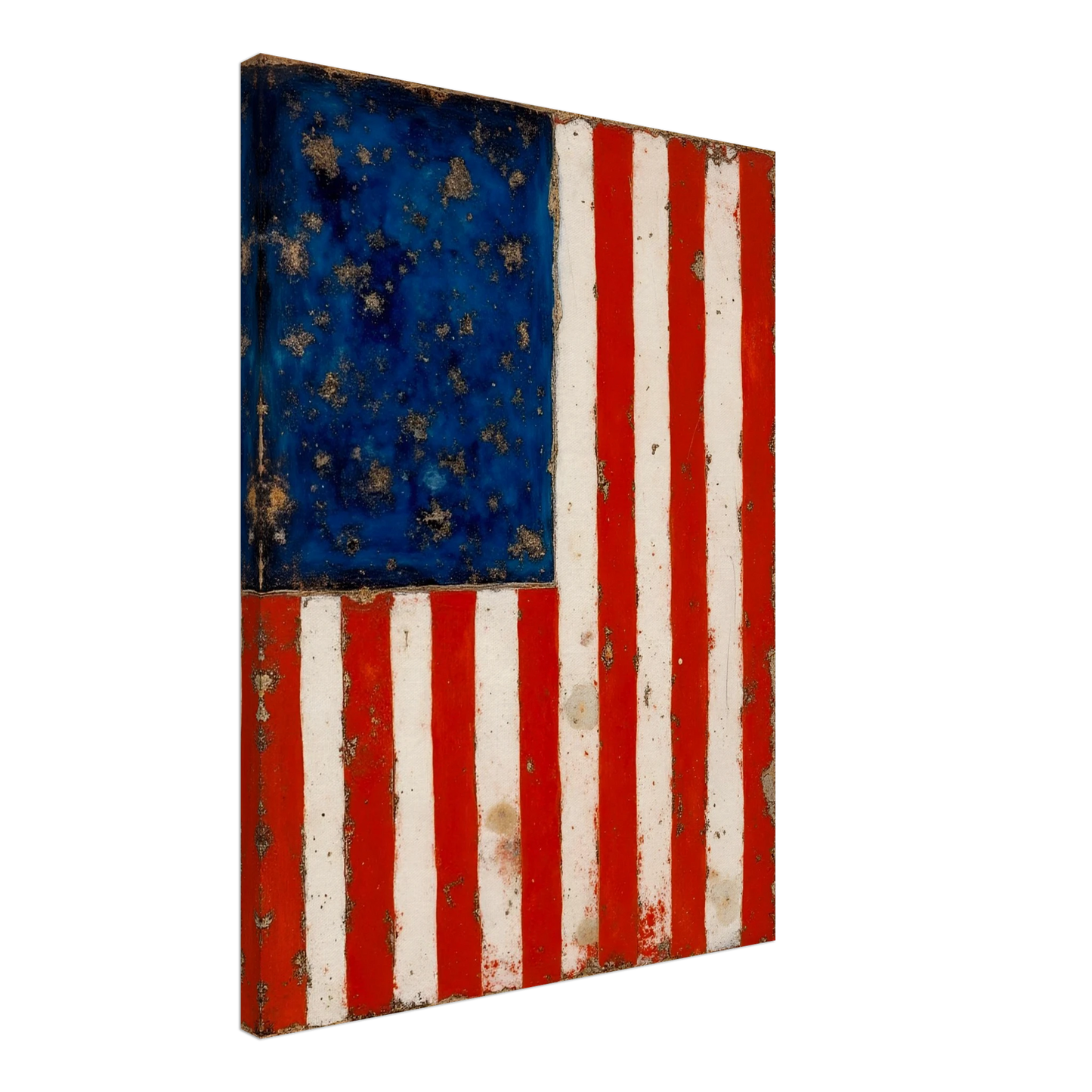 A timeworn American flag with faded stars and stripes, marked by age and texture that reflect enduring spirit.