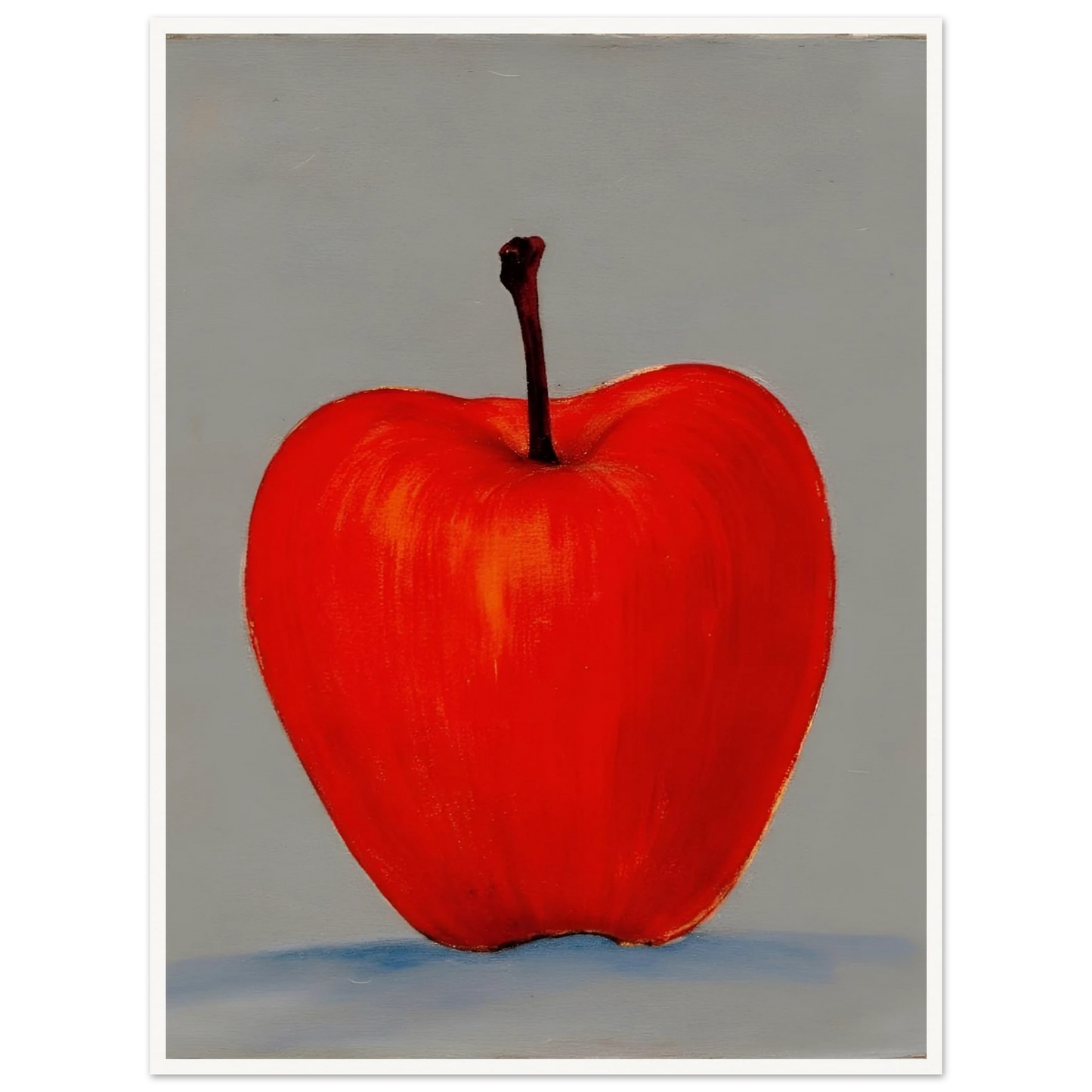 A vivid red apple stands alone against a muted gray backdrop, its glowing form balancing simplicity, boldness, and quiet elegance.