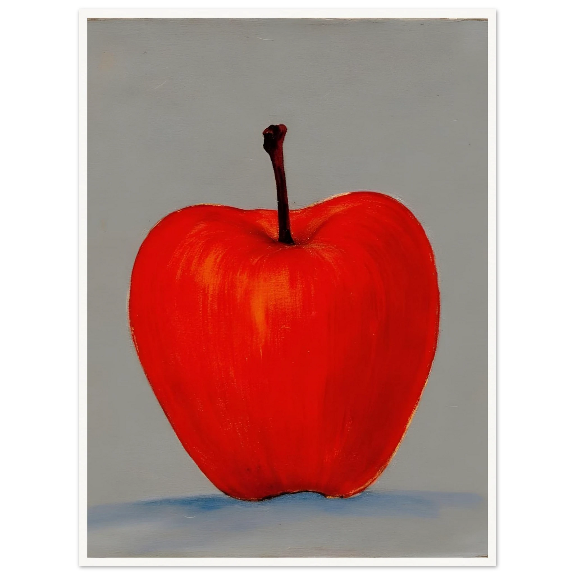 A vivid red apple stands alone against a muted gray backdrop, its glowing form balancing simplicity, boldness, and quiet elegance.