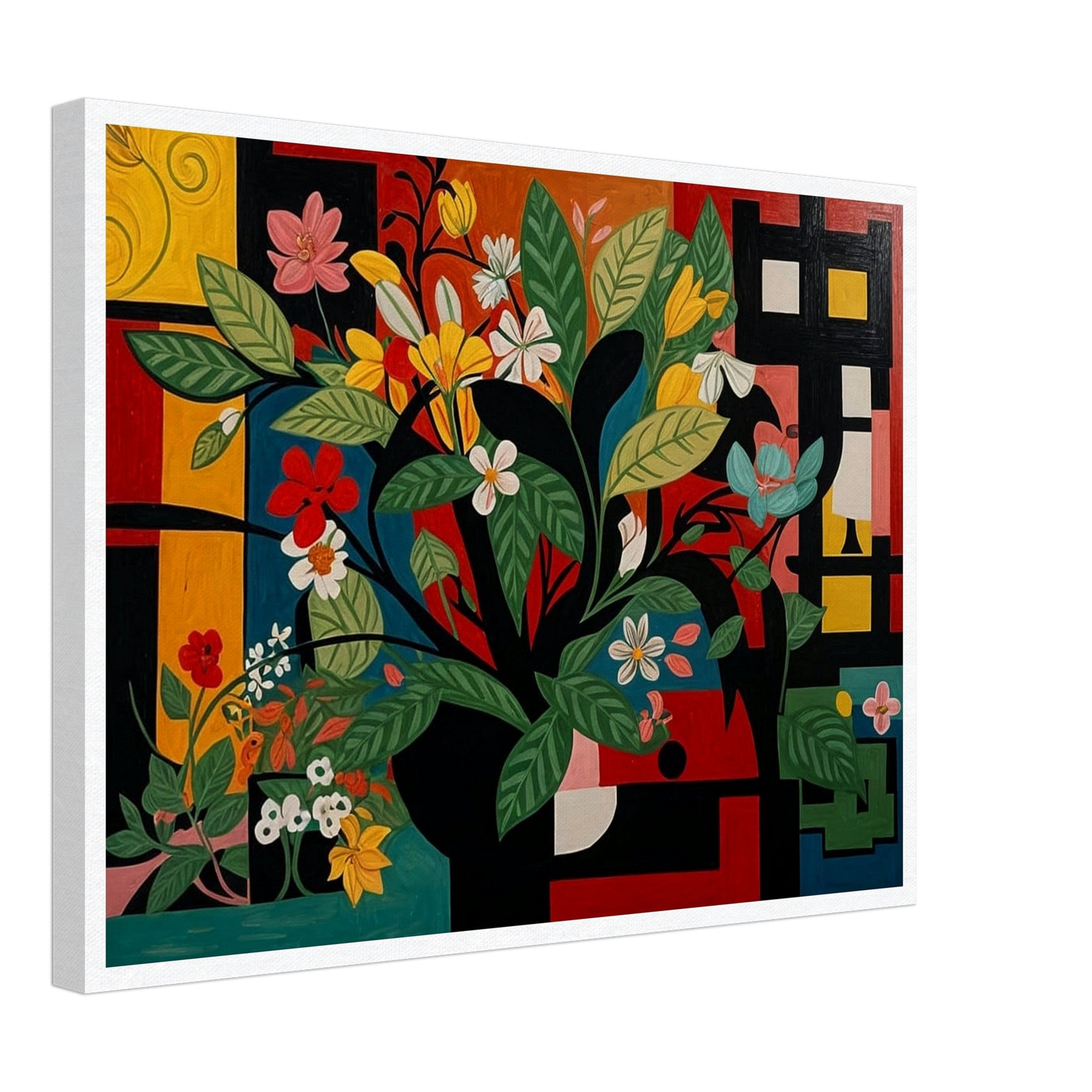 Modern Floral Symphony - Floral Geometric Wall Art | Hive Artes