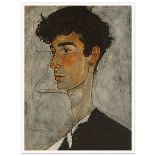 Expressive painting of a young man with a thoughtful expression, featuring warm tones and detailed facial features.