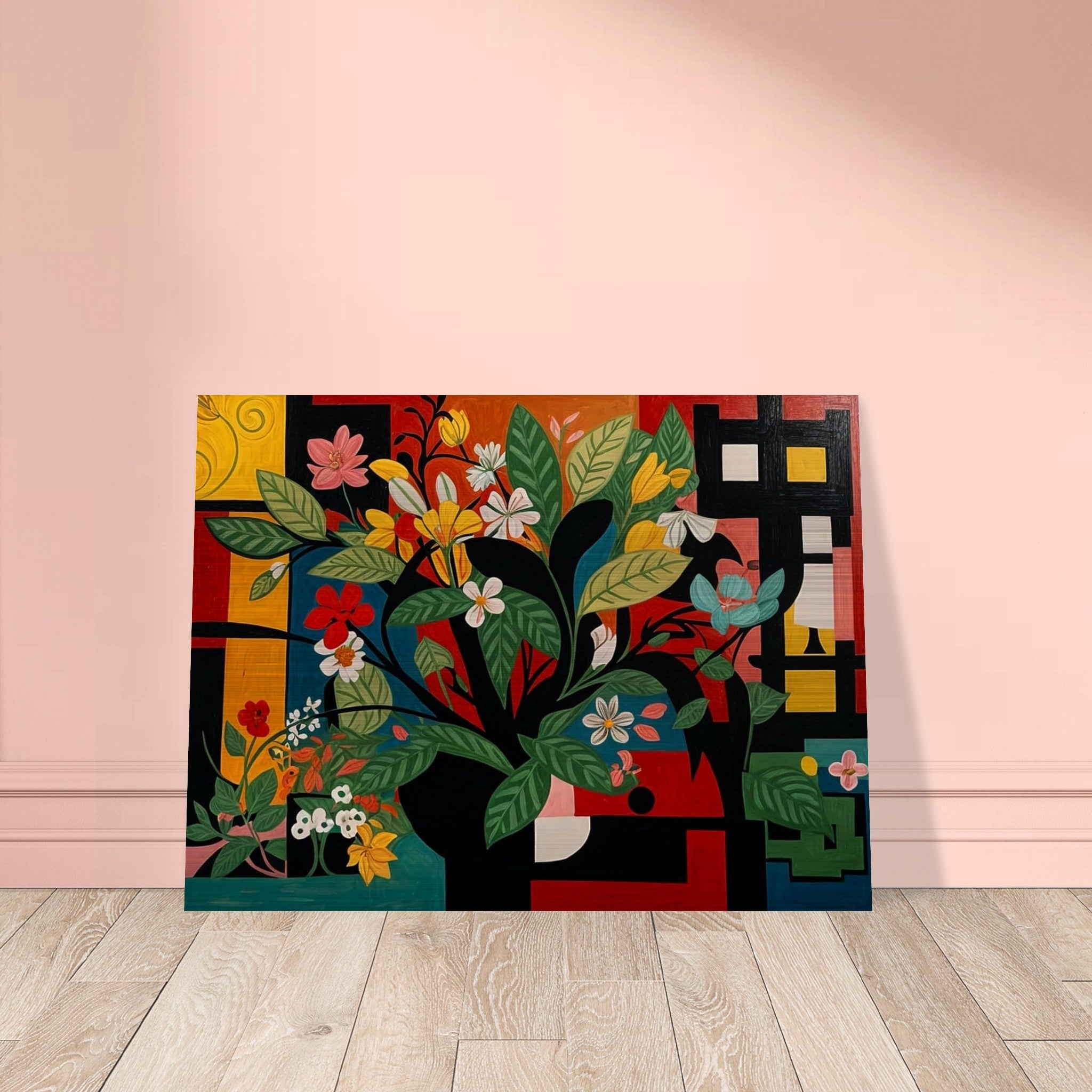 Modern Floral Symphony - Floral Geometric Wall Art | Hive Artes