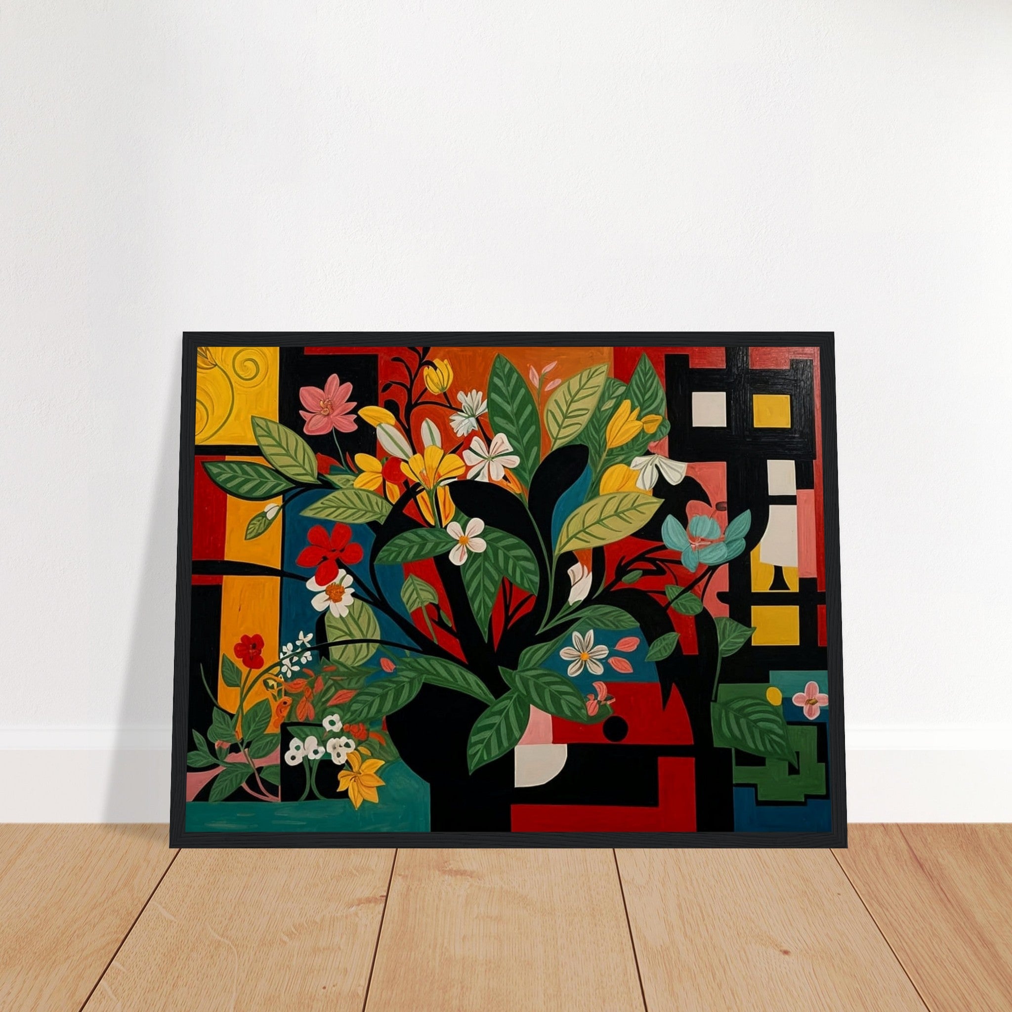 Modern Floral Symphony - Floral Geometric Wall Art | Hive Artes