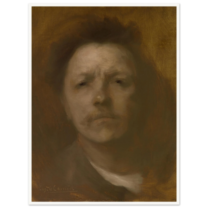 Hazy self-portrait of Eugène Carrière emerging from a brown background