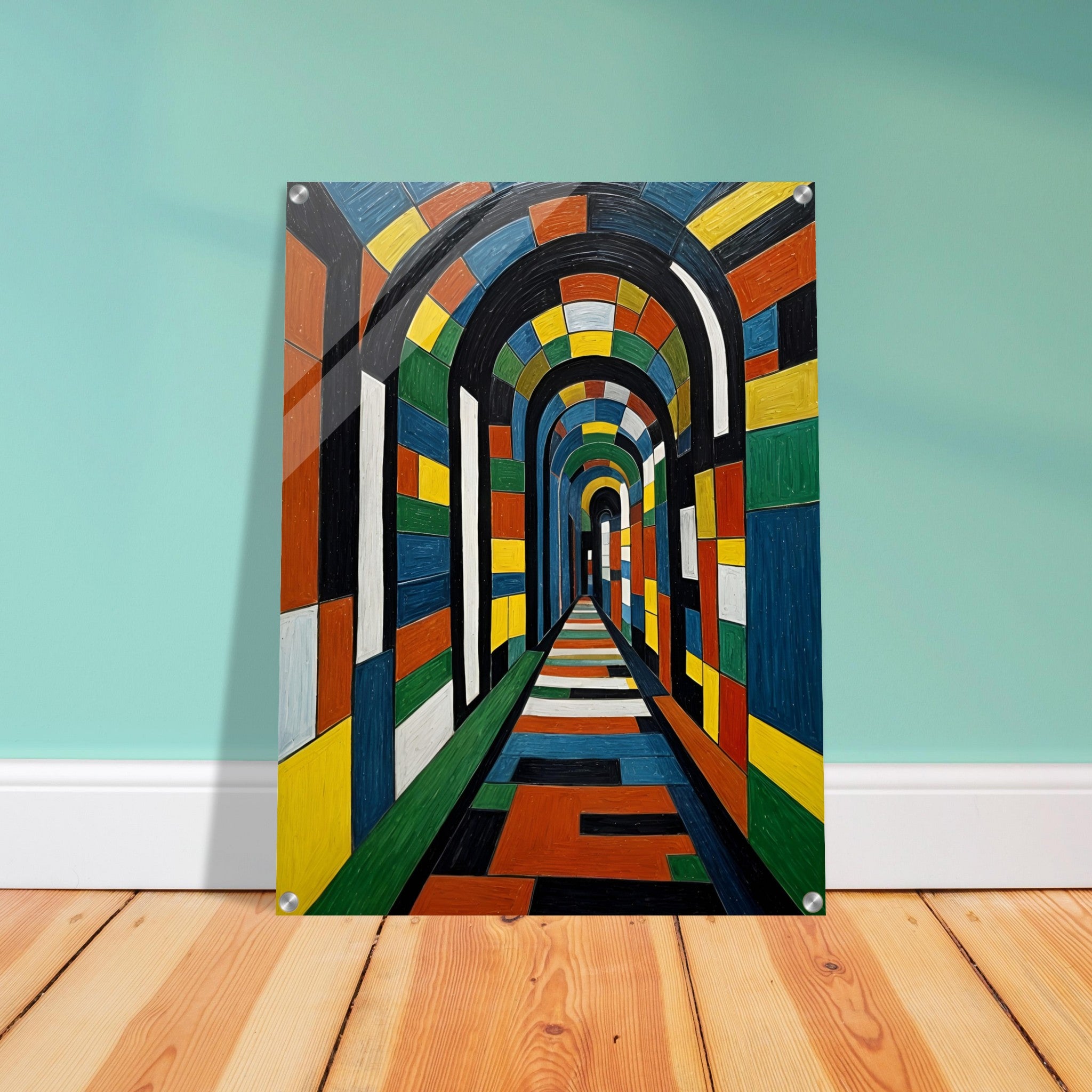 Vivid Corridor - Geometric Living Room Wall Art | Hive Artes