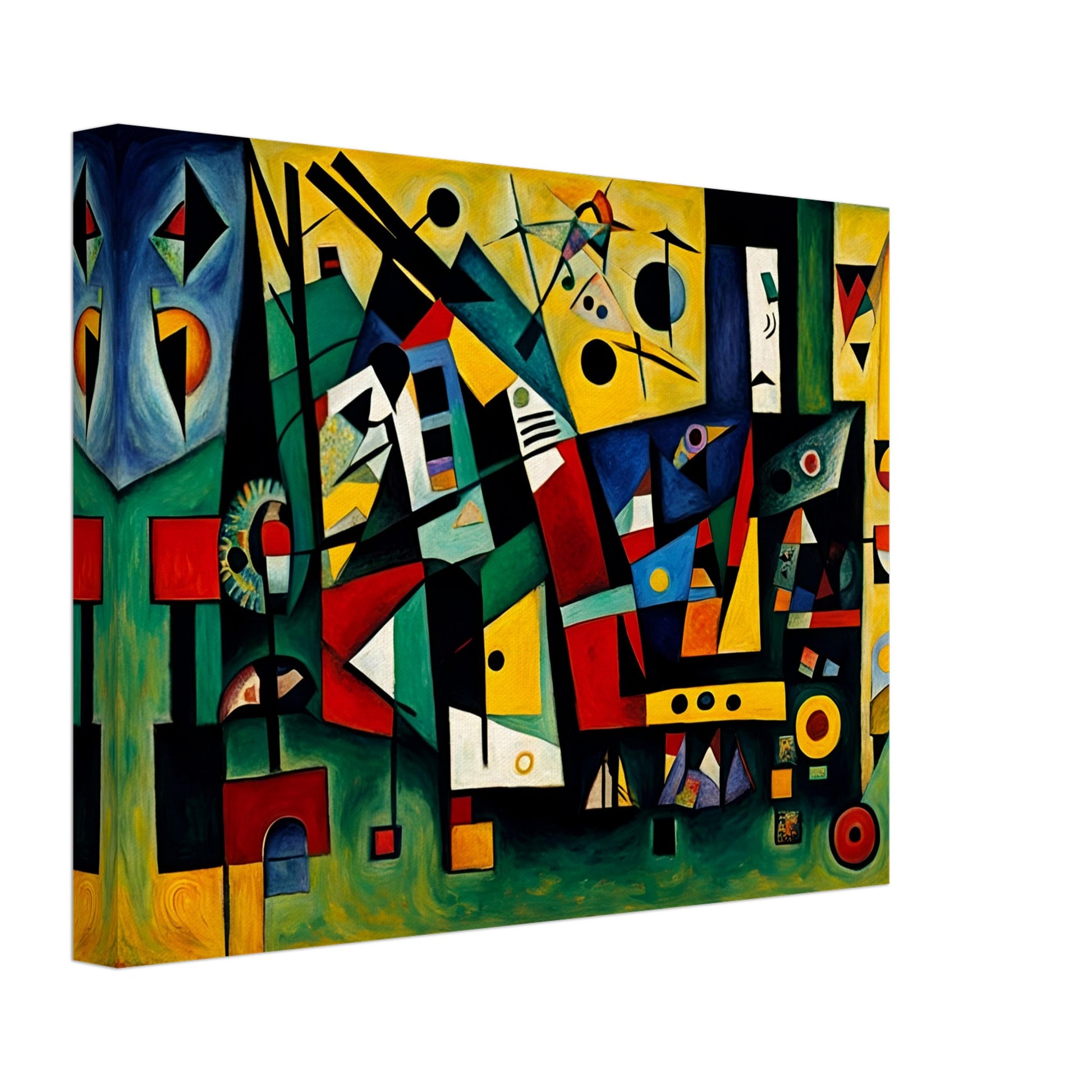 A dynamic and colorful composition of bold shapes, lines, and vivid colors, evoking movement, energy, and creative expression.