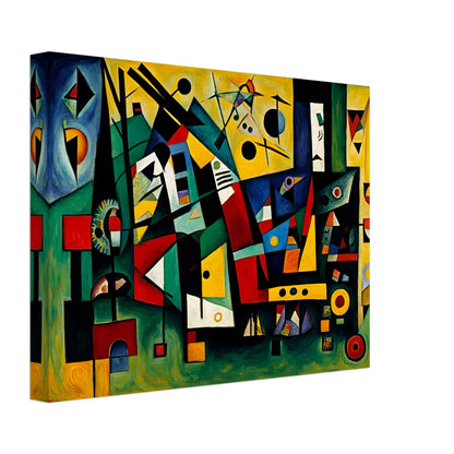 A dynamic and colorful composition of bold shapes, lines, and vivid colors, evoking movement, energy, and creative expression.