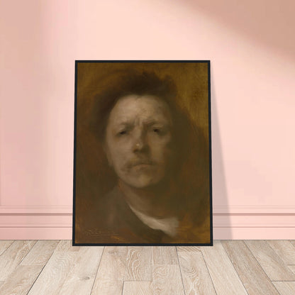 Hazy self-portrait of Eugène Carrière emerging from a brown background