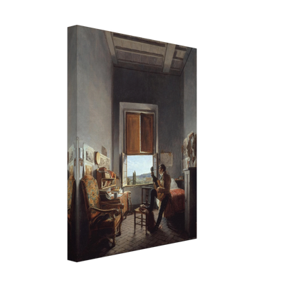 Artist plays guitar in a sunlit Villa Medici room overlooking the Roman countryside