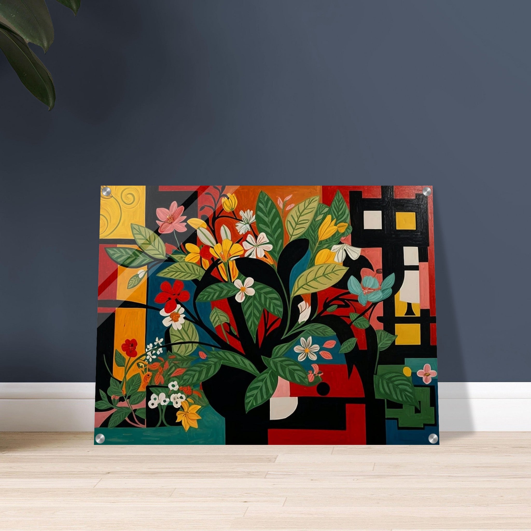 Modern Floral Symphony - Floral Geometric Wall Art | Hive Artes