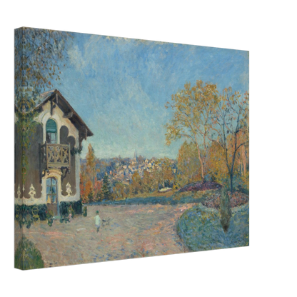 A villa and autumn trees overlook Marly-le-Roi beneath a luminous blue sky.