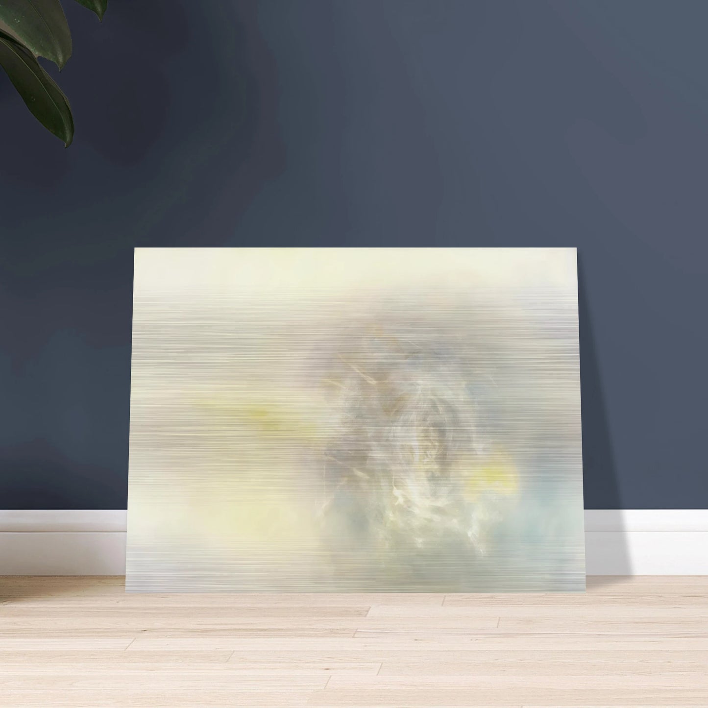Soft luminous haze of ivory, pearl, and faint yellow gathers in an ethereal swirl, like light emerging through mist.