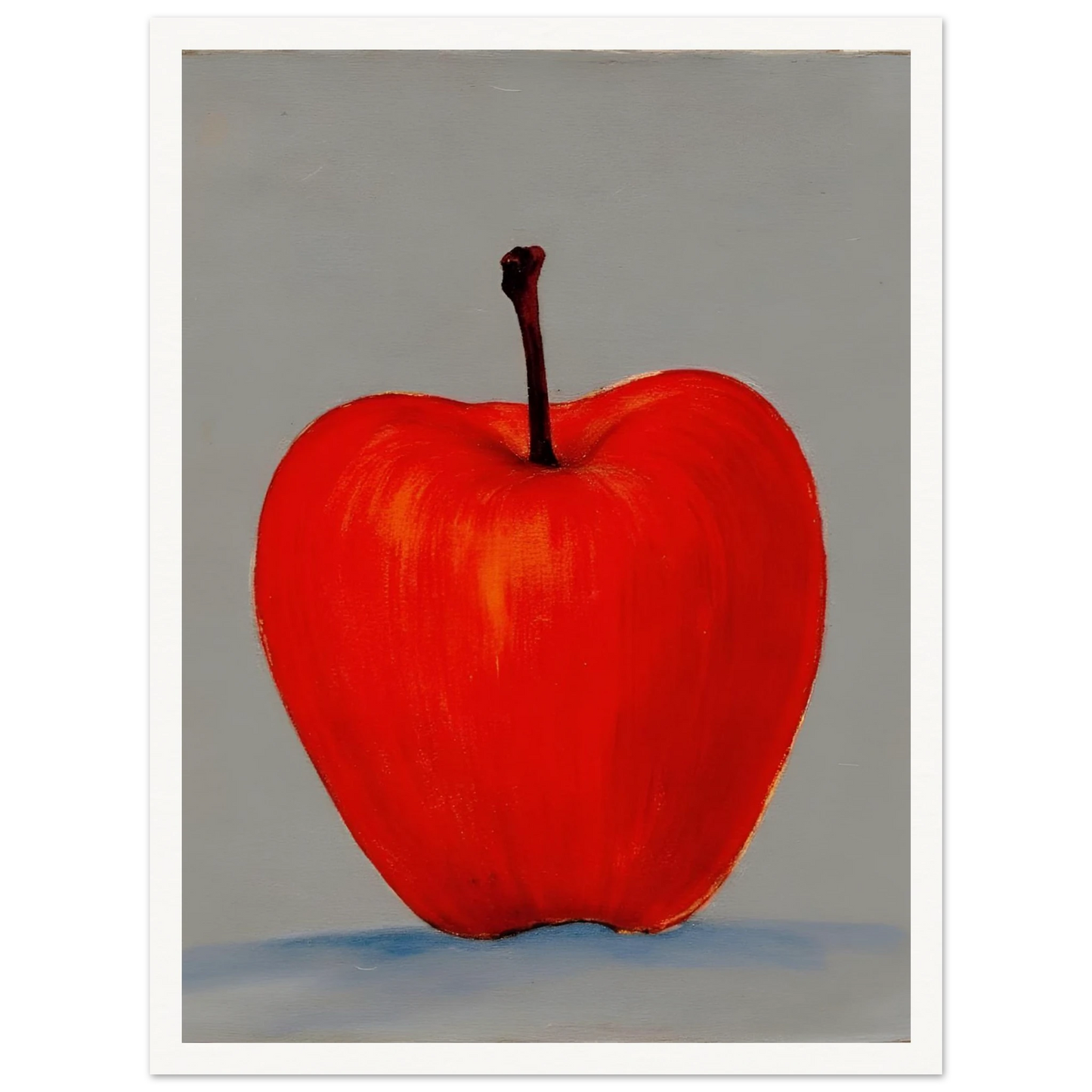 A vivid red apple stands alone against a muted gray backdrop, its glowing form balancing simplicity, boldness, and quiet elegance.