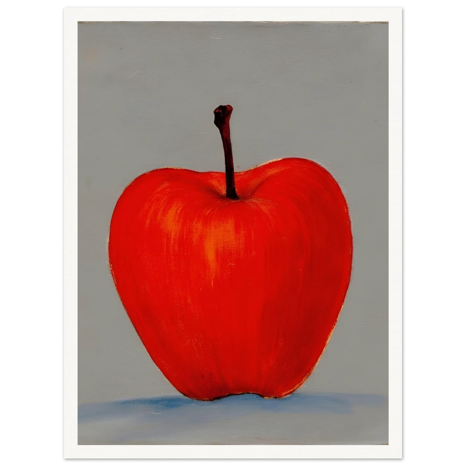 A vivid red apple stands alone against a muted gray backdrop, its glowing form balancing simplicity, boldness, and quiet elegance.