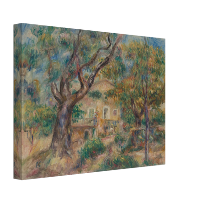 Sunlit farm buildings and trees at Les Collettes in Cagnes, painted with loose, vibrant brushstrokes.