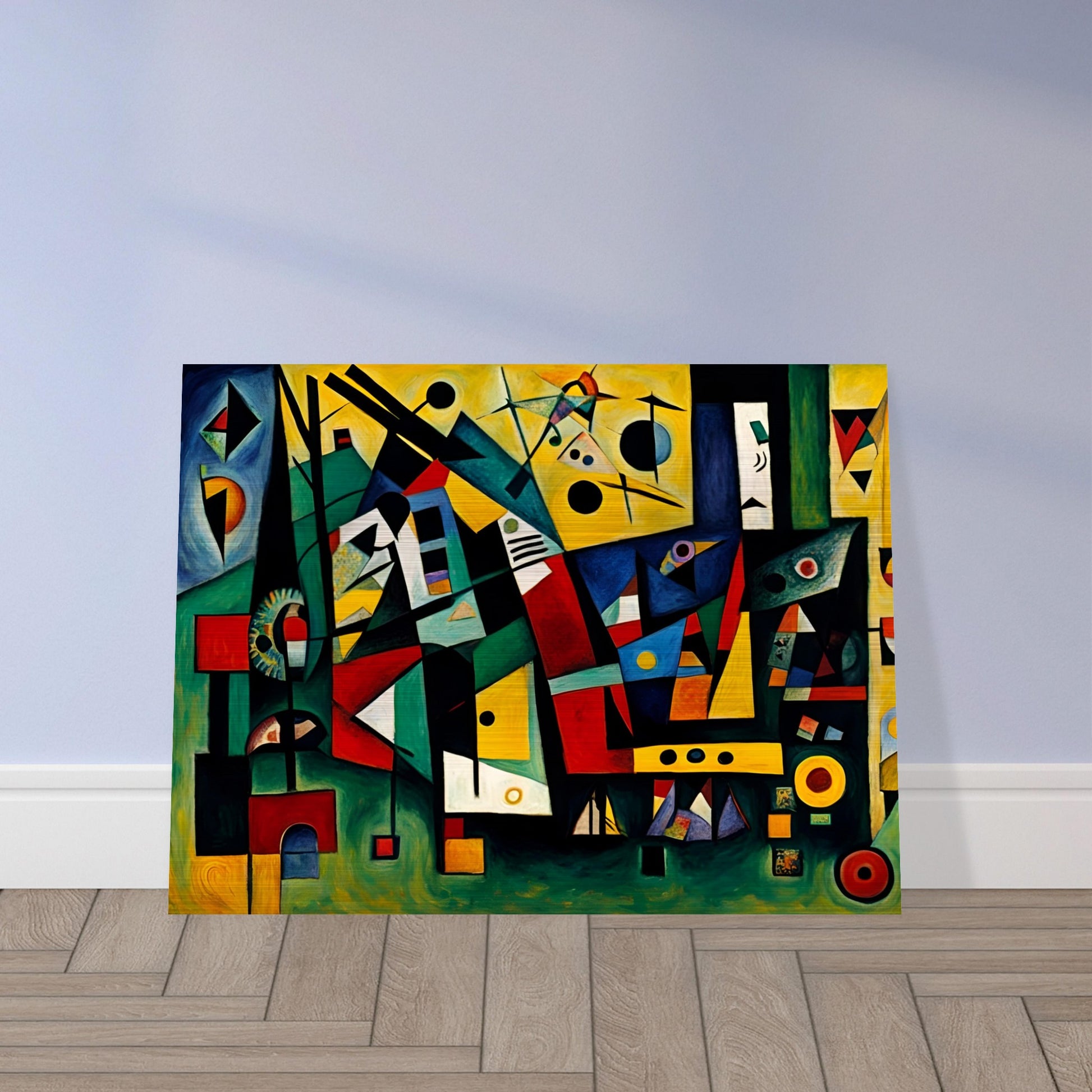 A dynamic and colorful composition of bold shapes, lines, and vivid colors, evoking movement, energy, and creative expression.