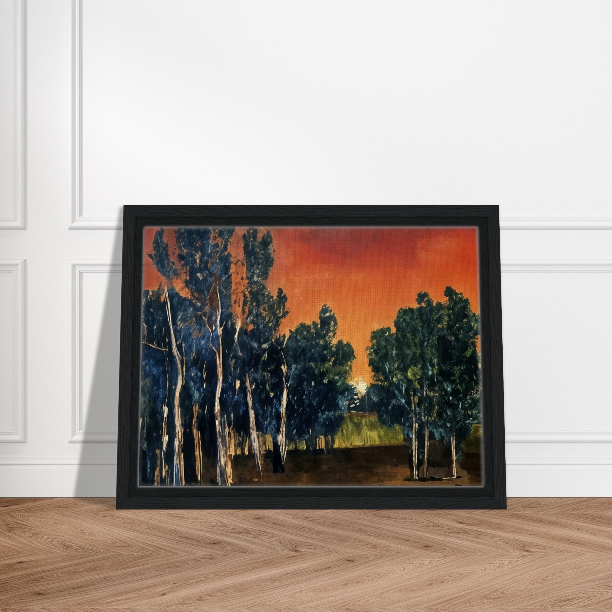 Trees Against Fire Sky - Landscape Nature Wall Art | Hive Artes