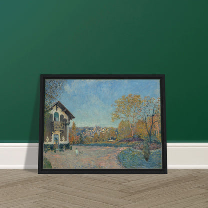 A villa and autumn trees overlook Marly-le-Roi beneath a luminous blue sky.
