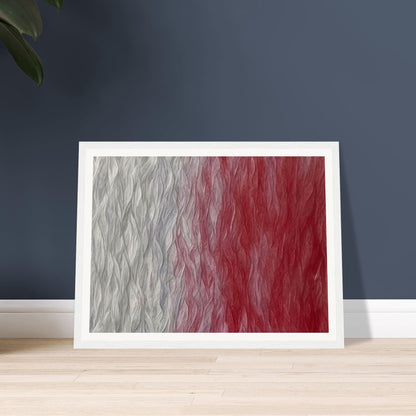 Soft textured waves shifting from pale gray to deep crimson, creating a mesmerizing gradient with rippling patterns.