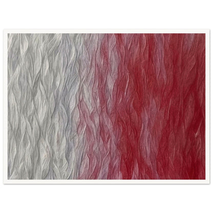 Soft textured waves shifting from pale gray to deep crimson, creating a mesmerizing gradient with rippling patterns.