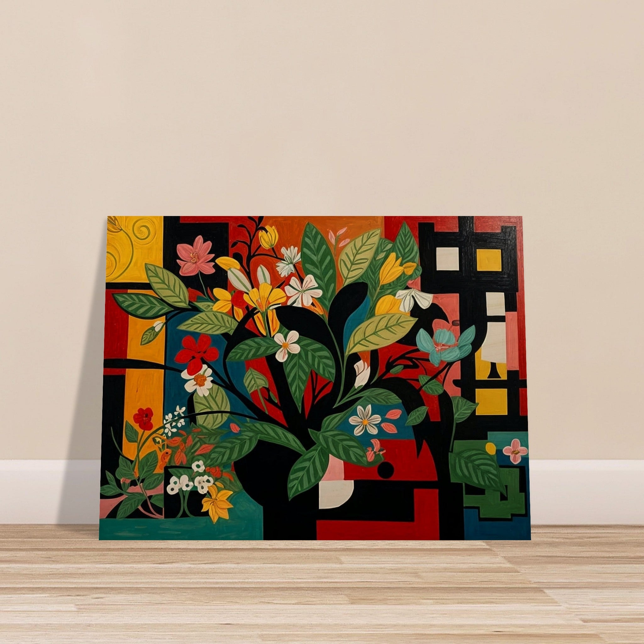 Modern Floral Symphony - Floral Geometric Wall Art | Hive Artes