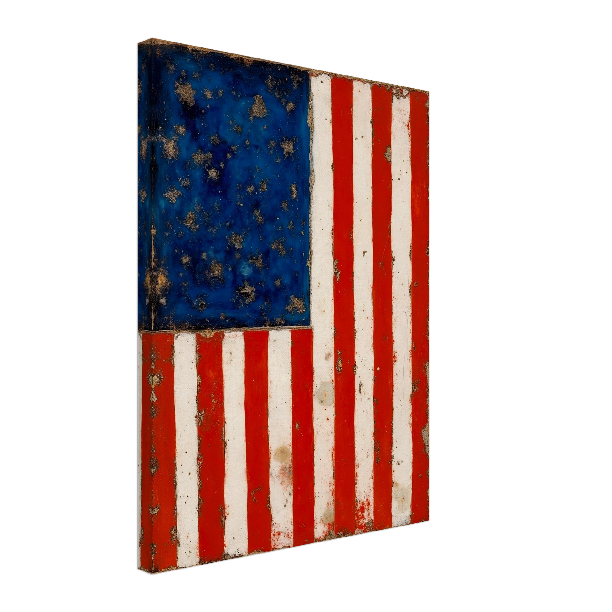 A timeworn American flag with faded stars and stripes, marked by age and texture that reflect enduring spirit.
