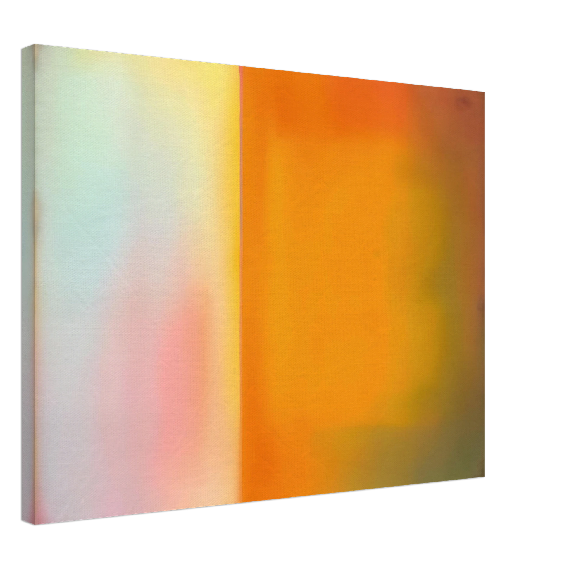Soft luminous color field with glowing amber, pale blush, and misty light divided by a radiant vertical threshold.