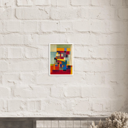 A vivid mosaic of geometric color blocks in red, blue, yellow, and green, forming a modern, rhythmic visual balance.