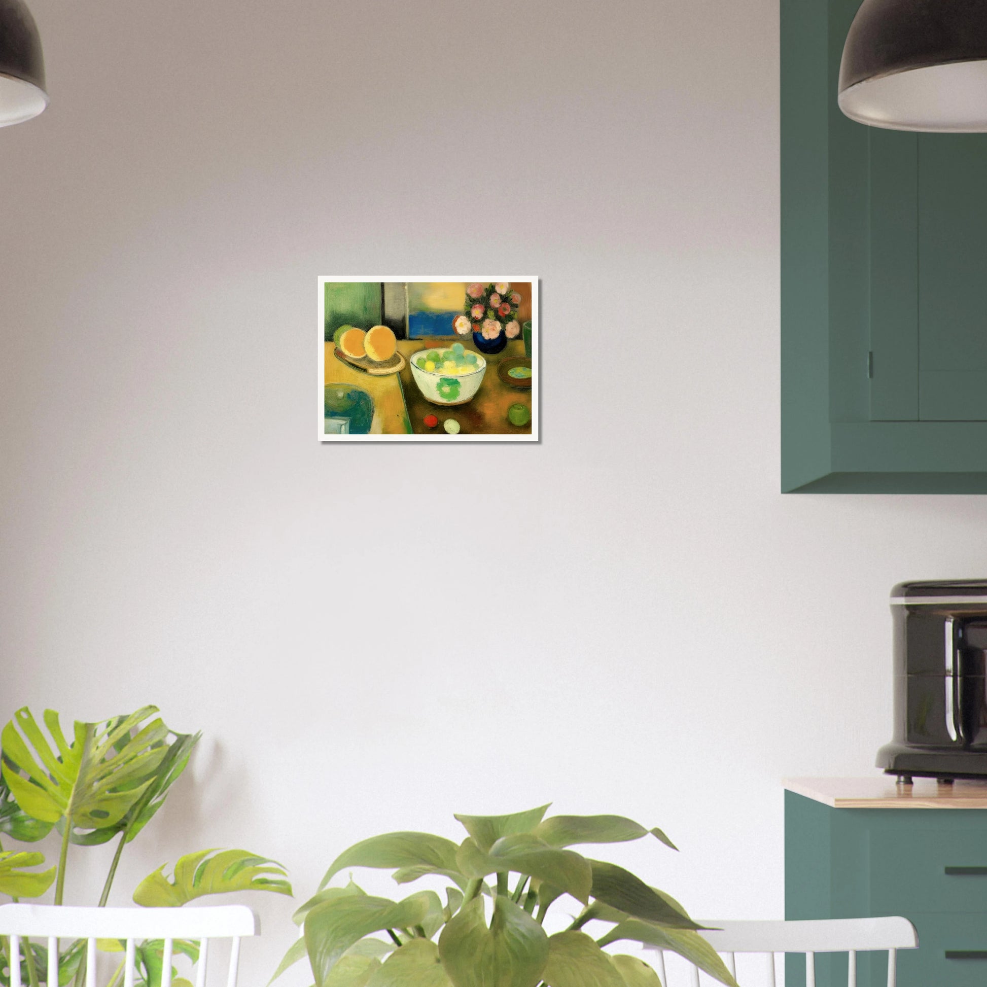 Golden citrus, pastel fruit, and fresh blooms rest on a sunlit table, creating a warm scene of everyday abundance.