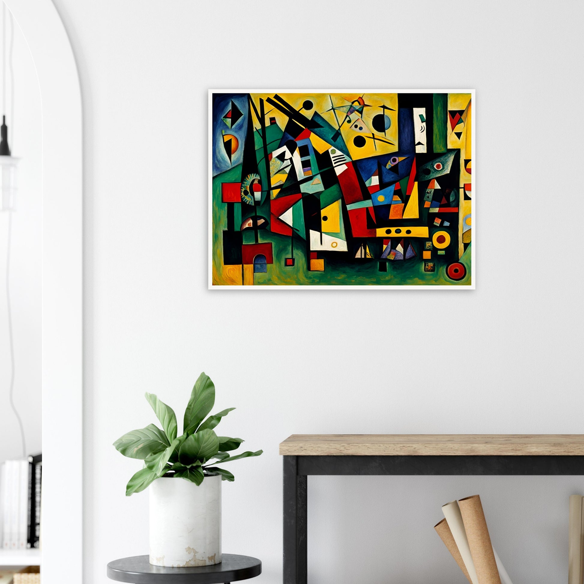 A dynamic and colorful composition of bold shapes, lines, and vivid colors, evoking movement, energy, and creative expression.