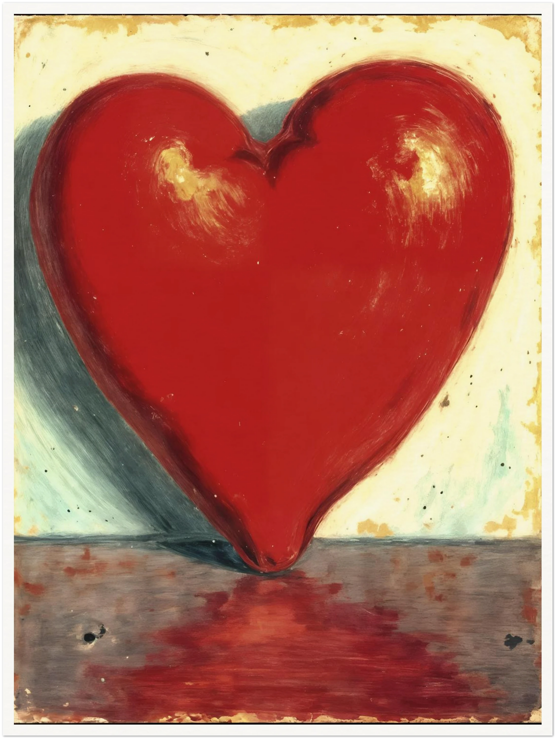 Bold crimson heart form stands luminous against a soft textured backdrop, reflecting warmth, passion, and emotional depth.