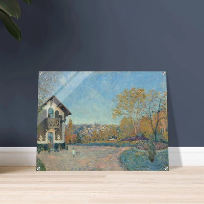A villa and autumn trees overlook Marly-le-Roi beneath a luminous blue sky.