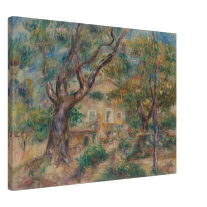 Sunlit farm buildings and trees at Les Collettes in Cagnes, painted with loose, vibrant brushstrokes.