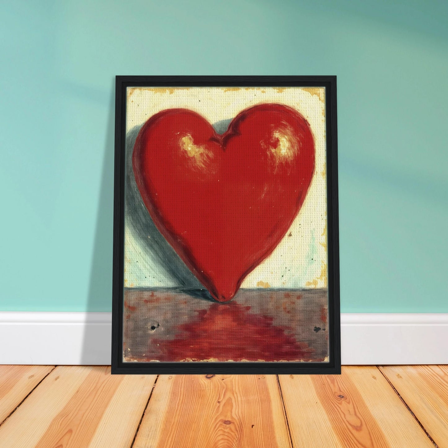 Bold crimson heart form stands luminous against a soft textured backdrop, reflecting warmth, passion, and emotional depth.