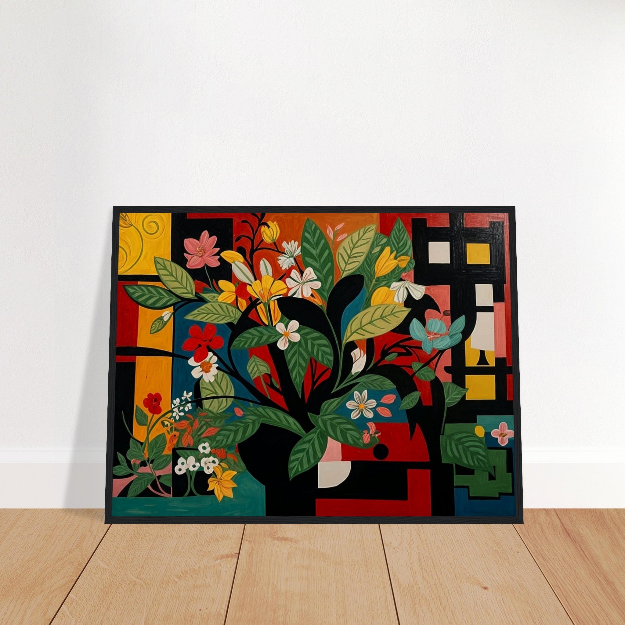 Modern Floral Symphony - Floral Geometric Wall Art | Hive Artes
