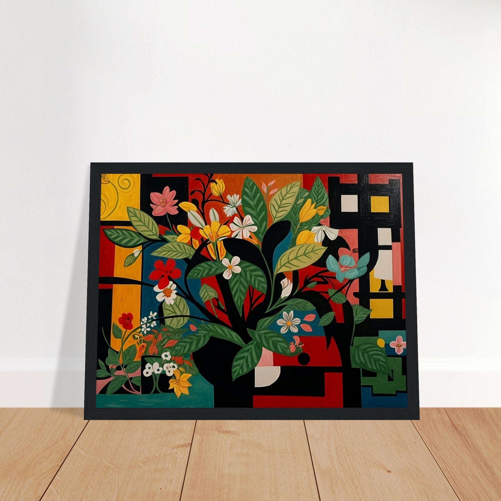 Modern Floral Symphony - Floral Geometric Wall Art | Hive Artes