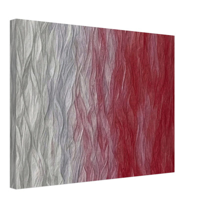 Soft textured waves shifting from pale gray to deep crimson, creating a mesmerizing gradient with rippling patterns.